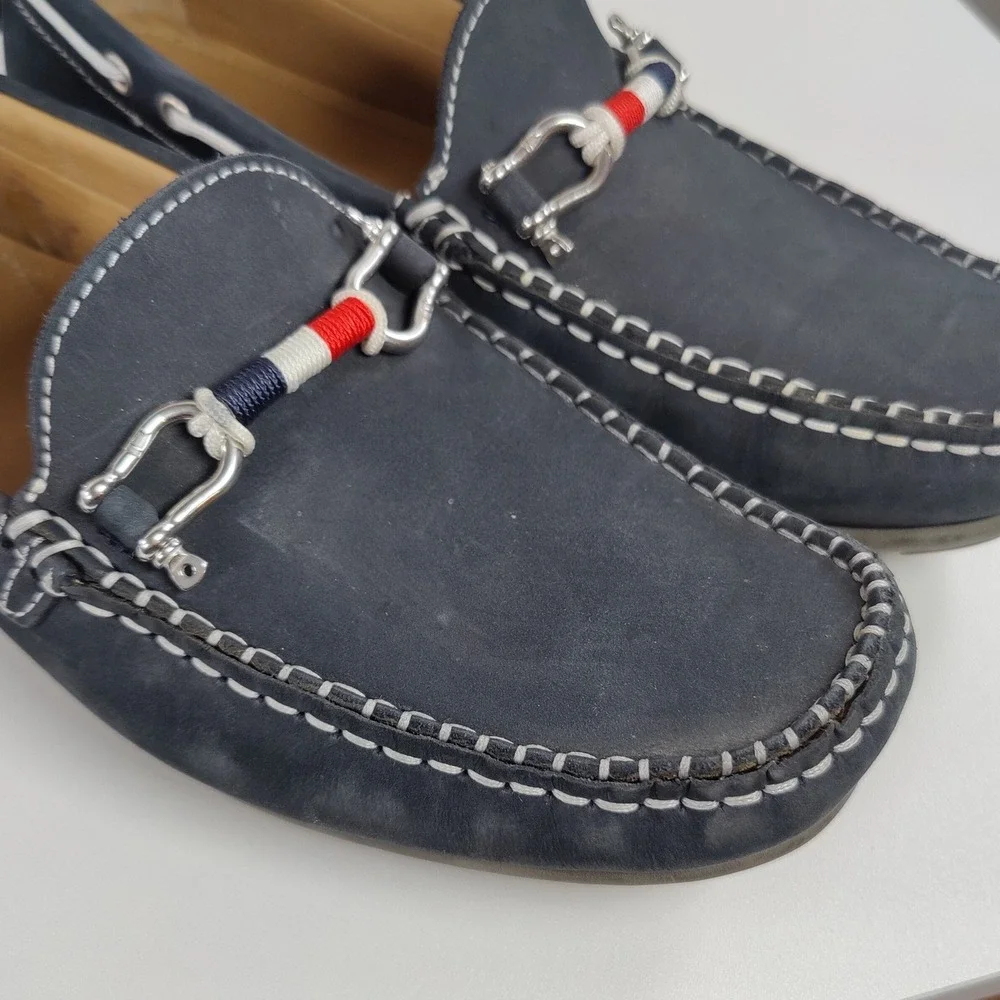 Riomar Waterman Navy Leather Boat Shoes Driving Loafers Coastal Mens 9 EU 42